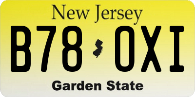 NJ license plate B78OXI