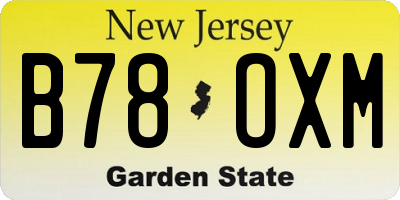 NJ license plate B78OXM