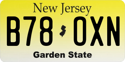 NJ license plate B78OXN