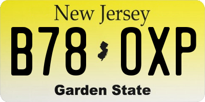 NJ license plate B78OXP