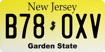NJ license plate B78OXV