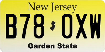 NJ license plate B78OXW