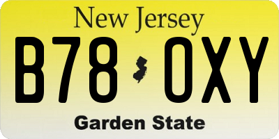 NJ license plate B78OXY