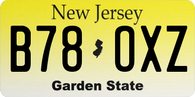NJ license plate B78OXZ