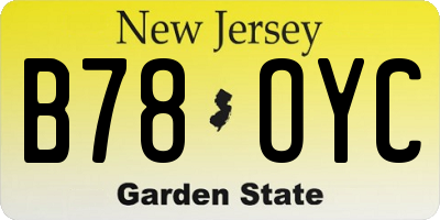 NJ license plate B78OYC