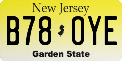 NJ license plate B78OYE