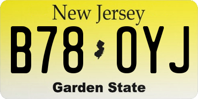 NJ license plate B78OYJ