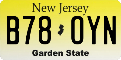 NJ license plate B78OYN