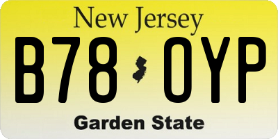 NJ license plate B78OYP