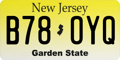 NJ license plate B78OYQ