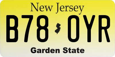 NJ license plate B78OYR