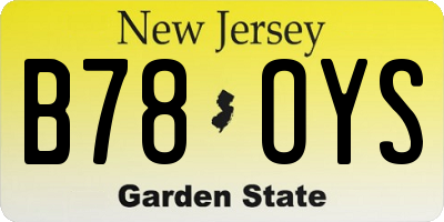 NJ license plate B78OYS