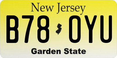 NJ license plate B78OYU