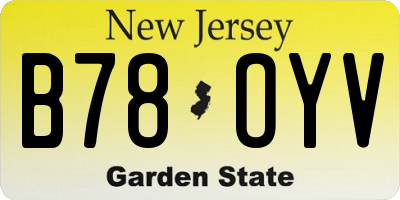 NJ license plate B78OYV