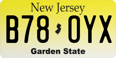 NJ license plate B78OYX
