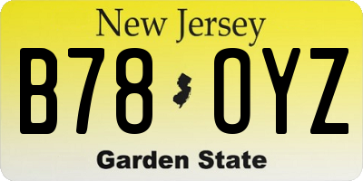 NJ license plate B78OYZ