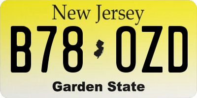NJ license plate B78OZD
