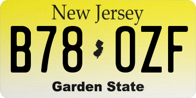 NJ license plate B78OZF