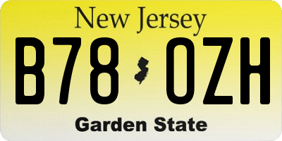 NJ license plate B78OZH