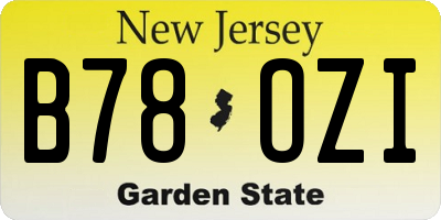 NJ license plate B78OZI