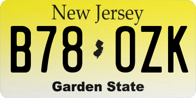 NJ license plate B78OZK
