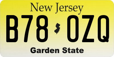 NJ license plate B78OZQ