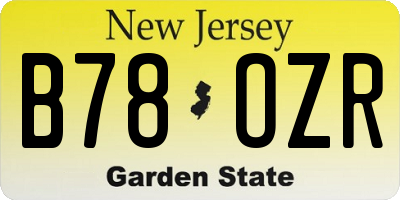 NJ license plate B78OZR