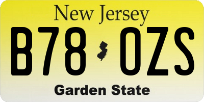 NJ license plate B78OZS