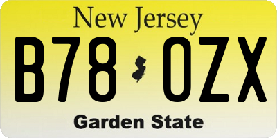 NJ license plate B78OZX