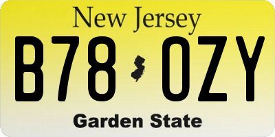 NJ license plate B78OZY