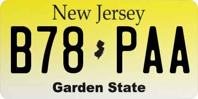 NJ license plate B78PAA