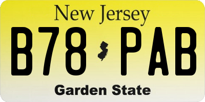 NJ license plate B78PAB