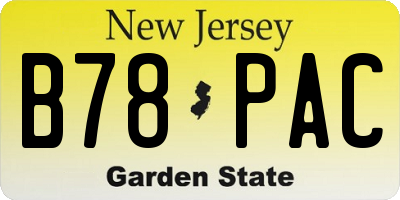 NJ license plate B78PAC