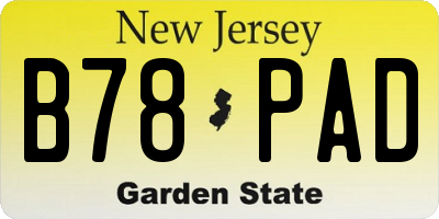 NJ license plate B78PAD
