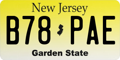 NJ license plate B78PAE