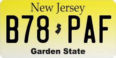 NJ license plate B78PAF