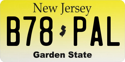 NJ license plate B78PAL