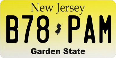 NJ license plate B78PAM