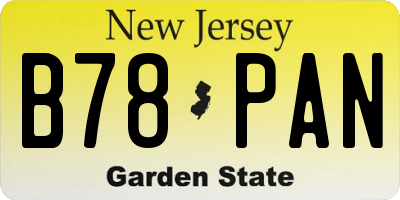 NJ license plate B78PAN