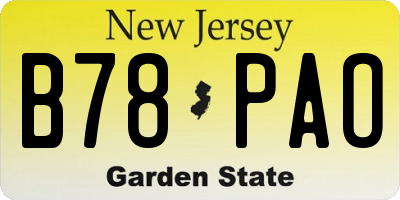 NJ license plate B78PAO