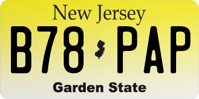 NJ license plate B78PAP