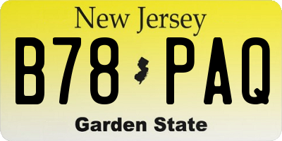 NJ license plate B78PAQ