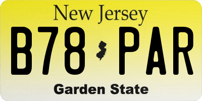 NJ license plate B78PAR