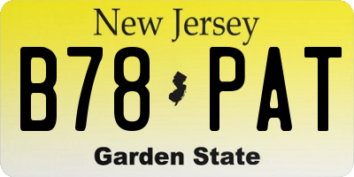 NJ license plate B78PAT
