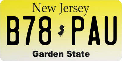 NJ license plate B78PAU