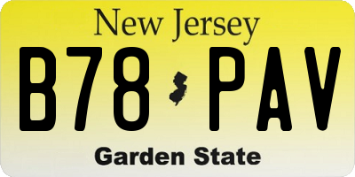NJ license plate B78PAV