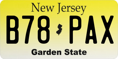 NJ license plate B78PAX