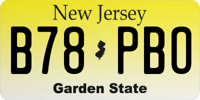 NJ license plate B78PBO