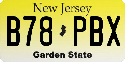 NJ license plate B78PBX