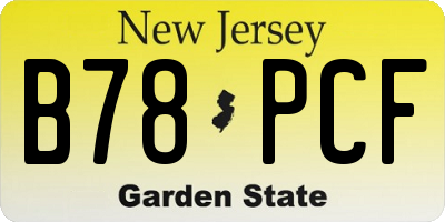 NJ license plate B78PCF